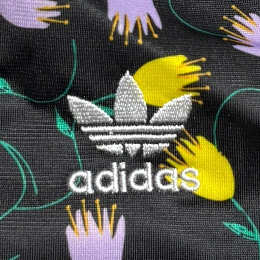 Adidas Originals Track Jacket Floral Black Tulip All over Print Zip Womens Large - Picture 2 of 10